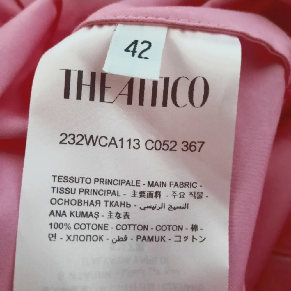 THE ATTICO Italy Margot Neon Pink Mini Shirt Dress Pleat Long Sleeves Cotton 42 - Picture 9 of 12